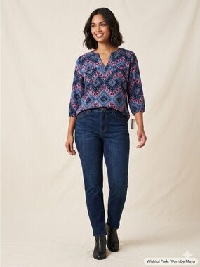Wishful Park vibrant colorful
Pattern 3/4 sleeve blouse